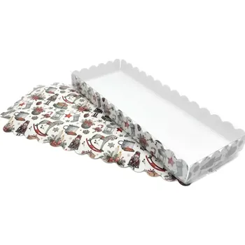 Krabička na výslužku Vánoční krabička s průhledným víkem "Tradiční" 25x10x2,5 cm