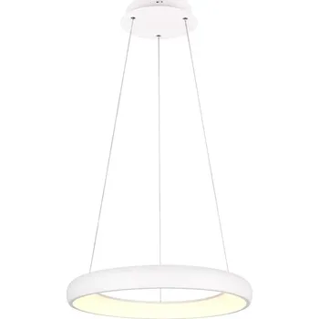 Trio Leuchten 349616031 CARDONA - LED bílé závěsné kulaté svítidlo stmívatelné běžným vypínačem a změnou barvy světla, LED 38W, 2300+3000+4000K, Ø 62cm (Moderní LED svítidlo nad stůl s možností změny barvy světla pomocí integrovaného přepínače)