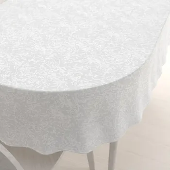 ubrus Velký teflonový oválný ubrus TF-032 Venezia bílý 160x200 cm