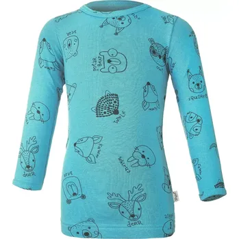 Kojenecké oblečení LITTLE ANGEL tričko smyk DR Outlast® tm. tyrkys zvířátka vel. 104 cm