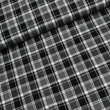 Flanel tkaný / barchet, oboustranný 17, šedé káro, š.150cm (látka v metráži)