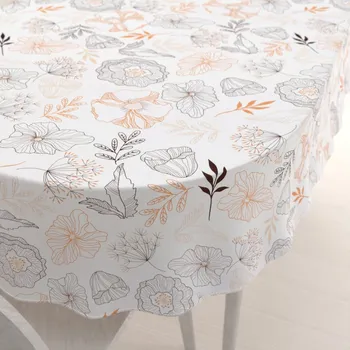 ubrus Bavlněný oválný ubrus Sandra SA-526 Hnědé vlčí máky na bílém 60x100 cm