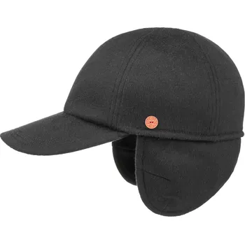 Kšiltovka Pánská zimní černá kašmírová kšiltovka - Mayser Lars (ušní klapky) - 100 % kašmír Velikost: 57 cm (M)