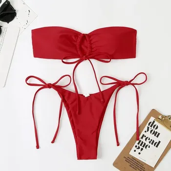 Dámské plavky Dvoudílné plavky různé barvy Barva: Červená, Velikost: M