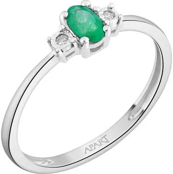 Prsten Prsten z bílého zlata s brilianty a smaragdem - ryzost 585 - 103.848