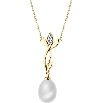 Náhrdelník Zlatý náhrdelník s diamantem a perlou - ryzost 585 - 220.819