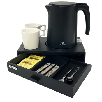 Varná konvice Varný set quiny s konvicí šuplíkový, černý s černou matnou, kulatou konvicí