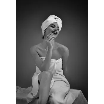 Caretrade Set do sauny pro ženy, bílý s výšivkou