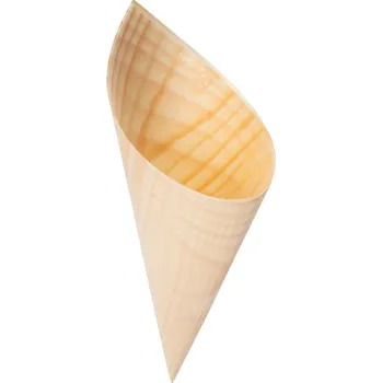 Jednorázové nádobí Verlo Kornout dřevěný 12 × 7 cm (50 ks)