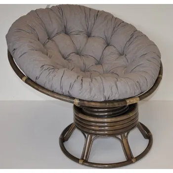 Křeslo Axin Trading s.r.o. Ratanový papasan houpací hnědý polstr šedý melír