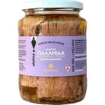 Hotové jídlo ALELMA Fine Delikatessen Tuňák Pelamida ve slunečnicovém oleji z ostrova Alonissos 720g ALELMA
