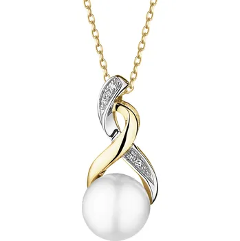 Přívěsek Zlatý přívěsek s diamanty a perlou - ryzost 585 - 110.679