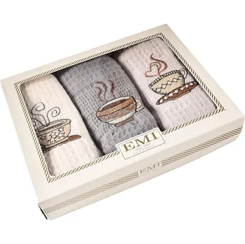 Utěrka EMI vaflové utěrky 50 x 70 cm Coffe set 3 ks