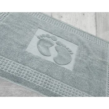 Koupelnová předložka Caretrade Předložka 50 x 70 cm, 750 g/m2, s otiskem malých nohou, šedo-zelená