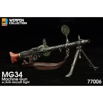 Doplněk k figurce Zbraň pro 1/6 figurky - MG34 Machine Gun Anti-Aircraft with Ammo Drum (Grey)