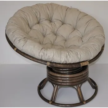 Křeslo Axin Trading s.r.o. Ratanový papasan houpací hnědý polstr tmavě béžový melír