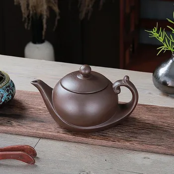 Konvice na čaj Ručně vyráběná čajová konvice Yixing Purple Clay – Loď (hnědá)