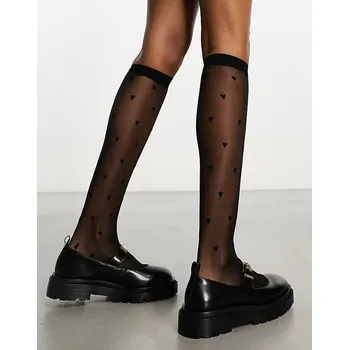 Dámské ponožky IGNITE Dámské podkolenky se srdíčky černé + Doprava zdarma