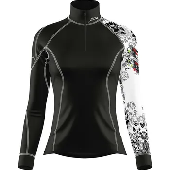 Dámské funkční triko dlouhý rukáv se zipem LADY černá Bamboo Thermo - Černá / XL