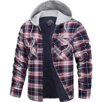 Pánská softshellová bunda Kostkovaná pánská bunda s kapucí Velikost: M, Barva (Varianta): Červená