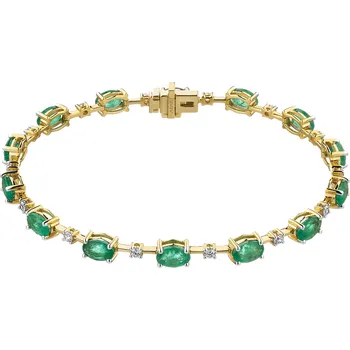 Náramek Zlatý náramek s brilianty a smaragdy - 19 cm - ryzost 750 - 103.849