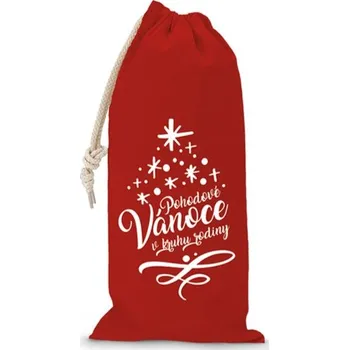 Žertovný předmět Nekupto Vánoční pytlík na láhev - Pohodové Vánoce červený