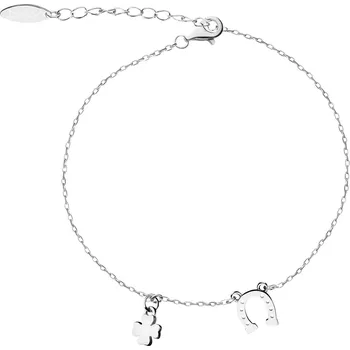 Náramek Stříbrný náramek - podkova, čtyřlístek - AP538-3353