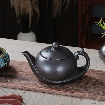 Konvice na čaj Ručně vyráběná čajová konvice Yixing Purple Clay – Loď (černá)