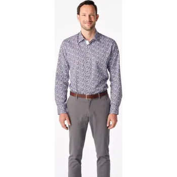 Pánská košile CityZen BEND Pánská elegantní košile slim fit bílá s fialovými květy 40