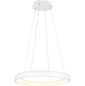 Trio Leuchten 349617531 CARDONA - LED bílé závěsné kulaté svítidlo stmívatelné běžným vypínačem a změnou barvy světla, LED 59W, 2300+3000+4000K, Ø 75cm (Moderní LED svítidlo nad stůl s možností změny barvy světla pomocí integrovaného přepínače)