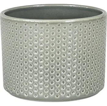 Květináč Obal na květináč keramický Dickob Pillar Spot Ø 13,6 x 11,8 cm lesklý šedozelený