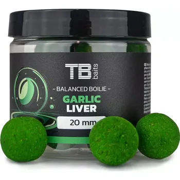 Nástraha TB Baits Balanced Boilie Garlic Liver – vyvážené boilie s játrovým extraktem a česnekem, balení 100 g