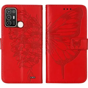 Pouzdro na tablet VSECHNONAMOBIL 54828 ART BUTTERFLY Peněženkový kryt ZTE Blade A52 červený