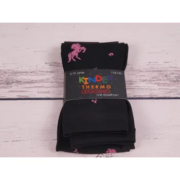 Dívčí oblečení CNB BERLIN Hřejivé termo legíny DE60198 černé s jednorožci velikost oblečení - děti: 134/140