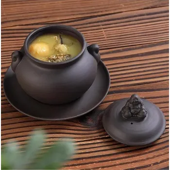 Dóza na potraviny Dóza na čajový nálev Buddha z fialové hlíny Yixing - Černá