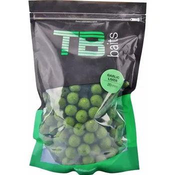 Nástraha TB Baits Boilie Garlic Liver – trvanlivé boilie s česnekem, játrovým extraktem a NHDC, balení 250 g