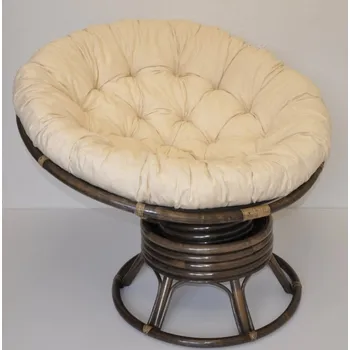 Křeslo Axin Trading s.r.o. Ratanový papasan houpací hnědý polstr světle béžový melír