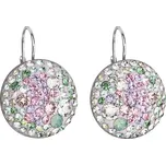 Stříbrné náušnice visací s krystaly Swarovski mix barev kulaté 31161.3 sakura