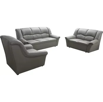 Sedací souprava Kožená sedací souprava DUBAJ LUX 3+2+1, šedá (u-25)