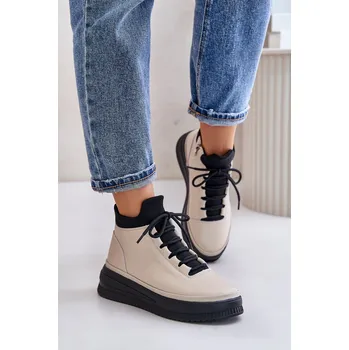 Dámské tenisky Lehká Kožená Sportovní Obuv Na Platformě Artiker 55C0554 Barva: Béžová, Velikost: 38