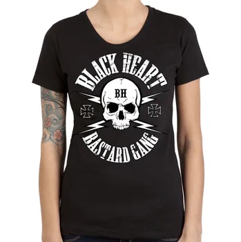 Dámské tričko tričko street dámské - SKULL BASTARD GANG - BLACK HEART - 010-0018-BLK 6654