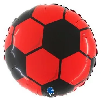 Balónek Fóliový balónek Fotbalový míč, červený, 46 cm - bez obchodního balení (zn. GRABO)
