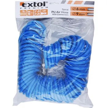 Příslušenství ke kompresoru hadice vzduchová spirálová PU s mosaznými rychlospojkami, 1/4', vnitřní ?6mm, L 15m