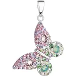 Stříbrný přívěsek s krystaly Swarovski mix barev motýl 34192.3 sakura