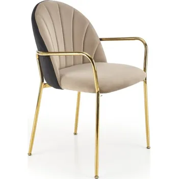 Jídelní židle Jídelní křeslo RINET — kov, samet, zlatá / hnědá