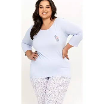 Dámské pyžamo Taro, dámské pyžamo 3257-Ariella, dlouhý rukáv, světle modrá, vel. 4XL