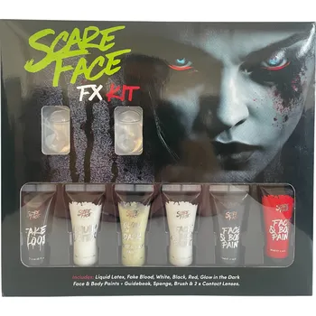 Karnevalový doplněk Eyecasions - Sada barev na obličej + Zombie čočky - 6 x 10 ml