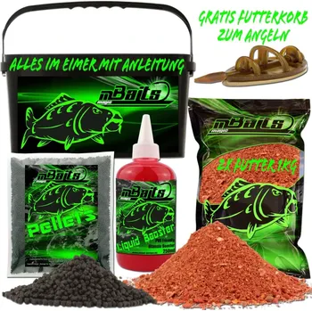 Návnadová surovina Method feeder set Jahoda (2kg method mixu, 300g micro pelet, 250ml liquid, feeder krmítko a kyblík s víkem.)