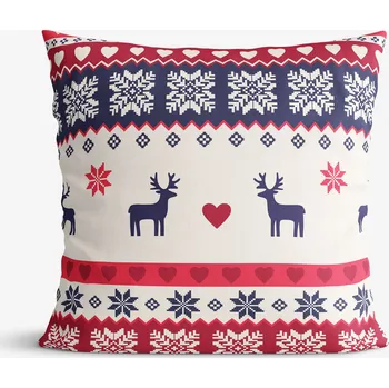 Povlak na dekorativní polštářek Vánoční bavlněný povlak na polštář - Norský vzor 45 x 45 cm