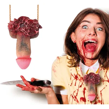 Karnevalový doplněk Guirca Náhrdelník - Latexový penis 12 cm